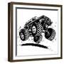 Cartoon Monster Truck-Mechanik-Framed Art Print