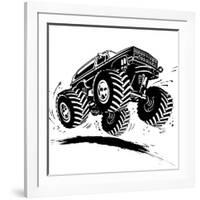 Cartoon Monster Truck-Mechanik-Framed Art Print