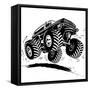 Cartoon Monster Truck-Mechanik-Framed Stretched Canvas