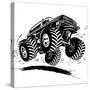 Cartoon Monster Truck-Mechanik-Stretched Canvas