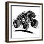 Cartoon Monster Truck-Mechanik-Framed Premium Giclee Print