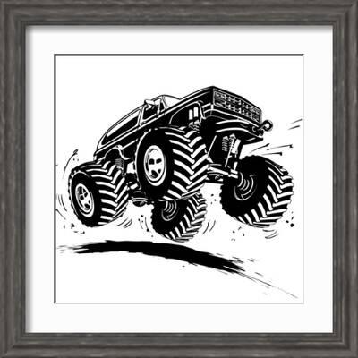 cartoon monster truck in mud