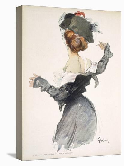 Cartoon of a Woman Performing a Hurried Striptease During the First World War-Jules-Alexandre Grün-Stretched Canvas
