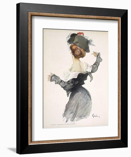 Cartoon of a Woman Performing a Hurried Striptease During the First World War-Jules-Alexandre Grün-Framed Giclee Print