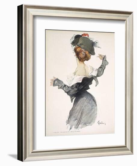 Cartoon of a Woman Performing a Hurried Striptease During the First World War-Jules-Alexandre Grün-Framed Giclee Print