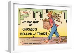 Cartoon of Chicago Board of Trade, Chicago, Illinois-null-Framed Art Print