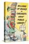 Cartoon of Man with Stack of Books for Chicago Library, Chicago, Illinois-null-Stretched Canvas