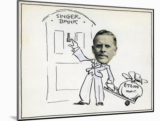 Cartoon of Managing Director William E Bullock, Singer and Company Ltd-null-Mounted Giclee Print