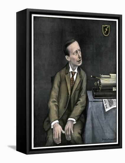 Cartoon of Marconi with His Wireless, 1903.-null-Framed Stretched Canvas