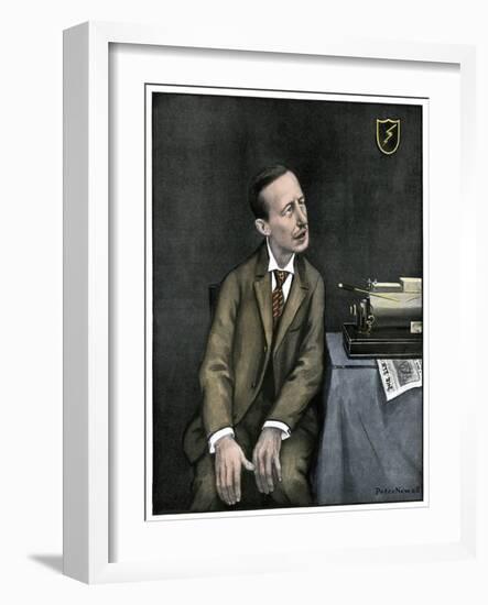 Cartoon of Marconi with His Wireless, 1903.-null-Framed Giclee Print