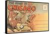 Cartoon of O'Leary's Cow, Chicago, Illinois-null-Framed Stretched Canvas