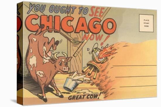 Cartoon of O'Leary's Cow, Chicago, Illinois-null-Stretched Canvas