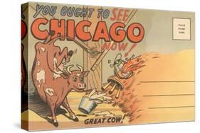 Cartoon of O'Leary's Cow, Chicago, Illinois-null-Stretched Canvas