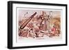 Cartoon of President Roosevelt Portrayed as a Giant Policeman Astride Two Continents-null-Framed Giclee Print