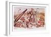 Cartoon of President Roosevelt Portrayed as a Giant Policeman Astride Two Continents-null-Framed Giclee Print