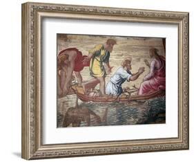 Cartoon of the miraculous draft of fishes, 15th century-Raphael-Framed Giclee Print