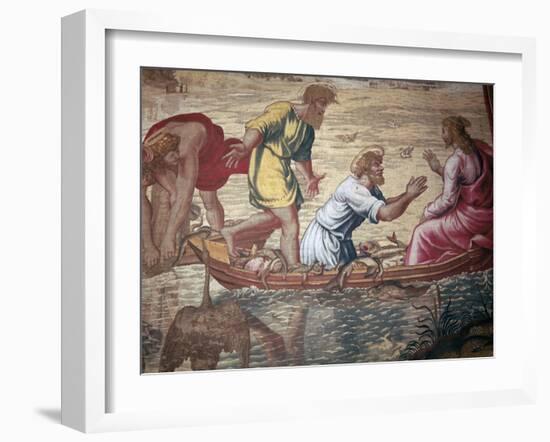 Cartoon of the miraculous draft of fishes, 15th century-Raphael-Framed Giclee Print