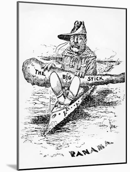 Cartoon of Theodore Roosevelt with the Big Stick-null-Mounted Giclee Print