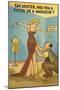 Cartoon of Woman and Tailor-null-Mounted Art Print