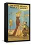 Cartoon of Woman and Tailor-null-Framed Stretched Canvas