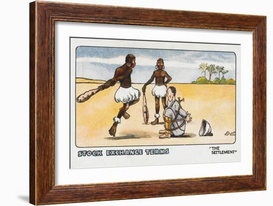 Cartoon on Stock Exchange 'settlement' Terms-null-Framed Art Print