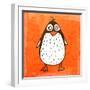 Cartoon Penguin. Cute Hand Drawn, Vintage Paper Texture-Ozerina Anna-Framed Art Print