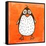 Cartoon Penguin. Cute Hand Drawn, Vintage Paper Texture-Ozerina Anna-Framed Stretched Canvas