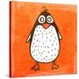 Cartoon Penguin. Cute Hand Drawn, Vintage Paper Texture-Ozerina Anna-Stretched Canvas