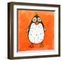 Cartoon Penguin. Cute Hand Drawn, Vintage Paper Texture-Ozerina Anna-Framed Art Print