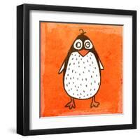 Cartoon Penguin. Cute Hand Drawn, Vintage Paper Texture-Ozerina Anna-Framed Art Print