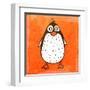 Cartoon Penguin. Cute Hand Drawn, Vintage Paper Texture-Ozerina Anna-Framed Art Print