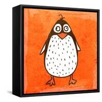 Cartoon Penguin. Cute Hand Drawn, Vintage Paper Texture-Ozerina Anna-Framed Stretched Canvas