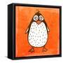 Cartoon Penguin. Cute Hand Drawn, Vintage Paper Texture-Ozerina Anna-Framed Stretched Canvas