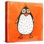 Cartoon Penguin. Cute Hand Drawn, Vintage Paper Texture-Ozerina Anna-Stretched Canvas