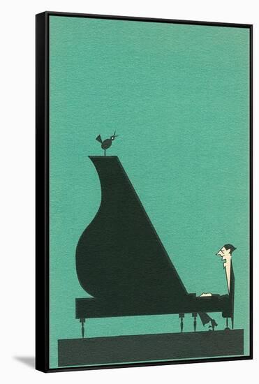 Cartoon pianist-null-Framed Stretched Canvas