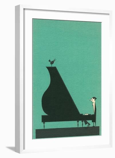 Cartoon pianist-null-Framed Art Print