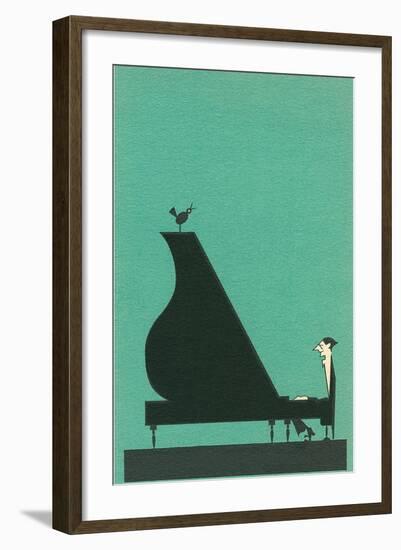 Cartoon pianist-null-Framed Art Print