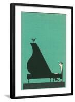 Cartoon pianist-null-Framed Art Print