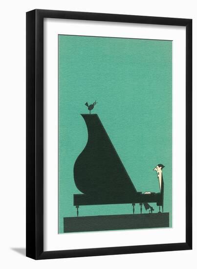 Cartoon pianist-null-Framed Art Print