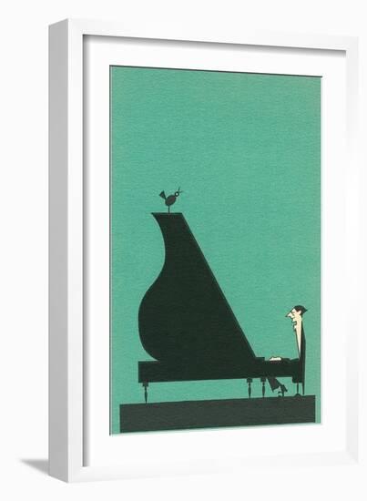 Cartoon pianist-null-Framed Art Print