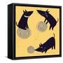 Cartoon Playful Dachshund-smilewithjul-Framed Stretched Canvas