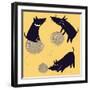 Cartoon Playful Dachshund-smilewithjul-Framed Art Print