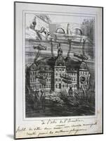 Cartoon Proposal to Rebuild the Hotel De Ville under Water to Prevent Fire, Paris Commune, 1871-null-Mounted Giclee Print