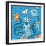 Cartoon Robot Processing Information Illustration-JoeBakal-Framed Art Print