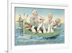 Cartoon, Sailors with Mermaid Picture-null-Framed Art Print