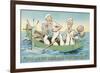 Cartoon, Sailors with Mermaid Picture-null-Framed Premium Giclee Print