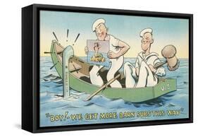 Cartoon, Sailors with Mermaid Picture-null-Framed Stretched Canvas