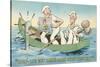 Cartoon, Sailors with Mermaid Picture-null-Stretched Canvas