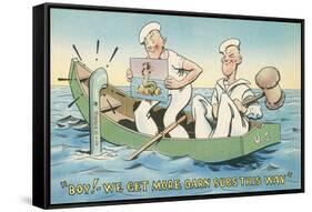 Cartoon, Sailors with Mermaid Picture-null-Framed Stretched Canvas