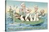 Cartoon, Sailors with Mermaid Picture-null-Stretched Canvas